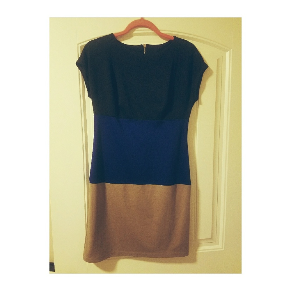Black and navy shift dress
